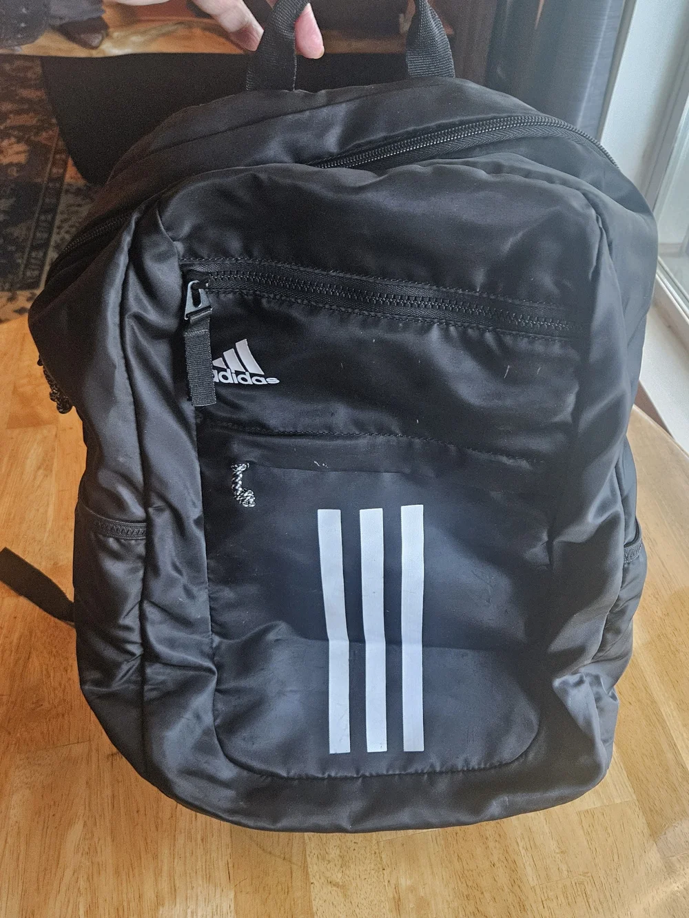 adidas Black Backpack with White Three-Stripes